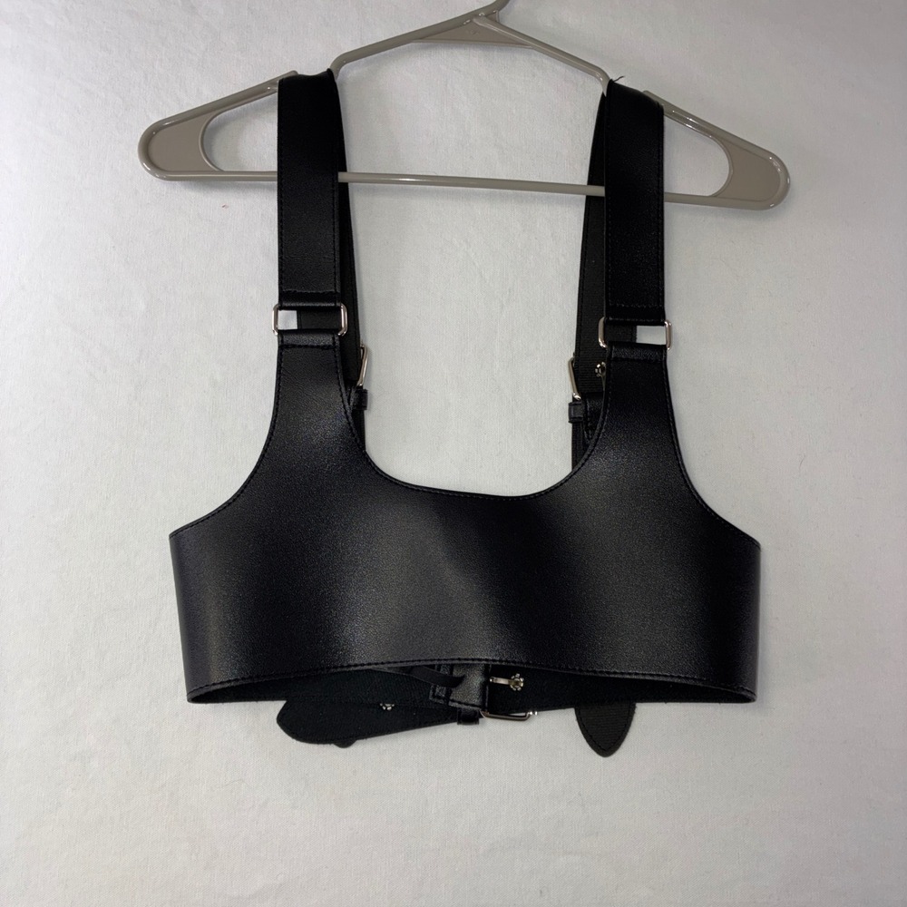 465 Edgy Urban Outfitters Harness Belt M Black Faux Leather Buckle Detail